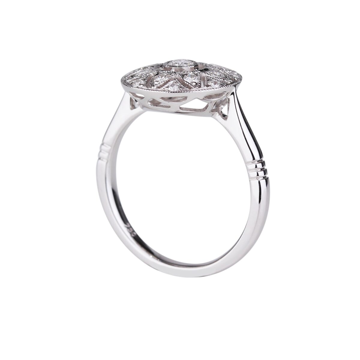 Solitaire diamant or blanc motif étoile