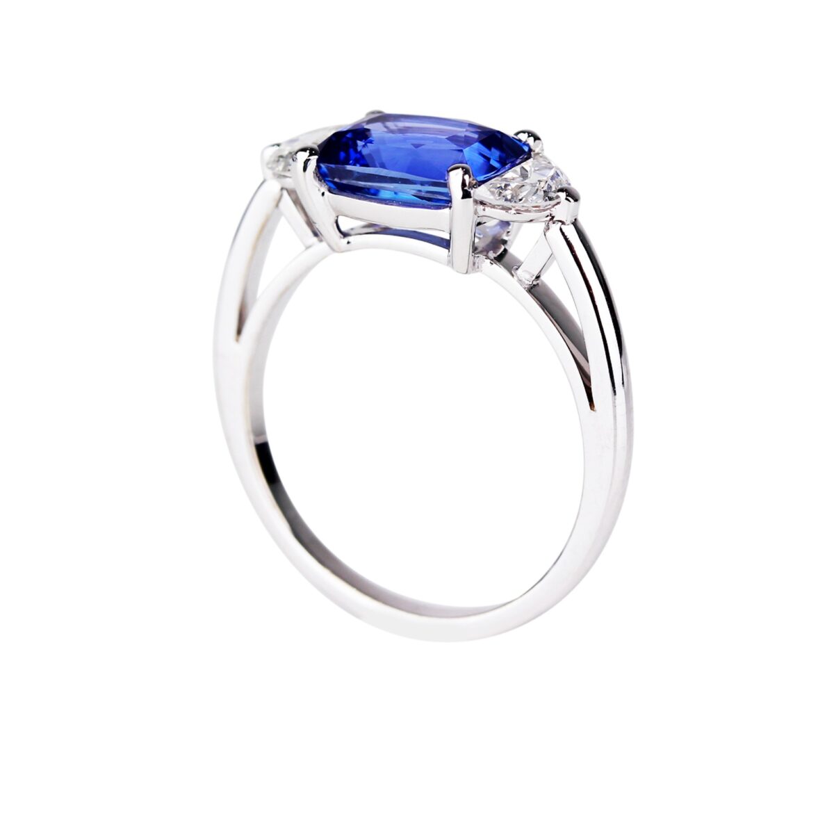 Bague saphir et diamants demi-lune