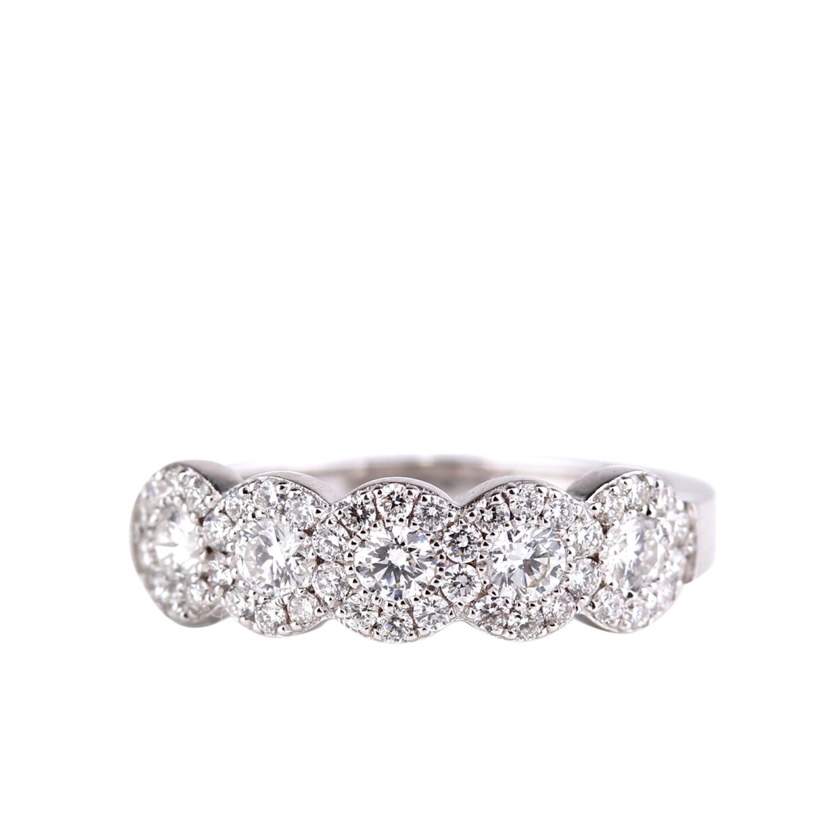 Bague cinq diamants entourage diamants