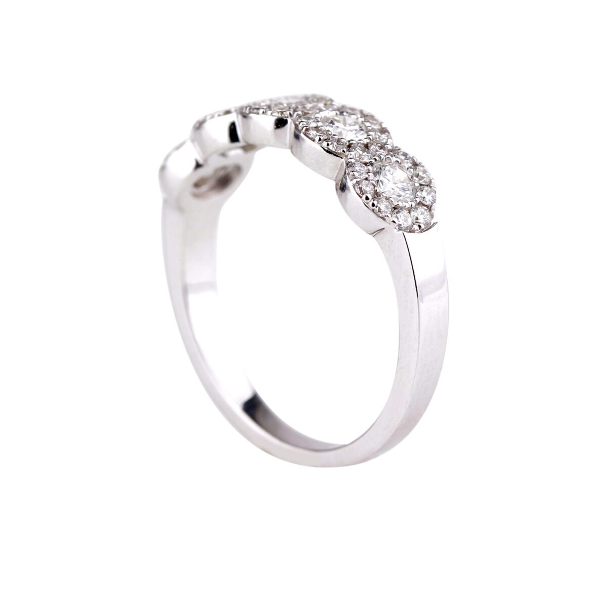 Bague cinq diamants entourage diamants