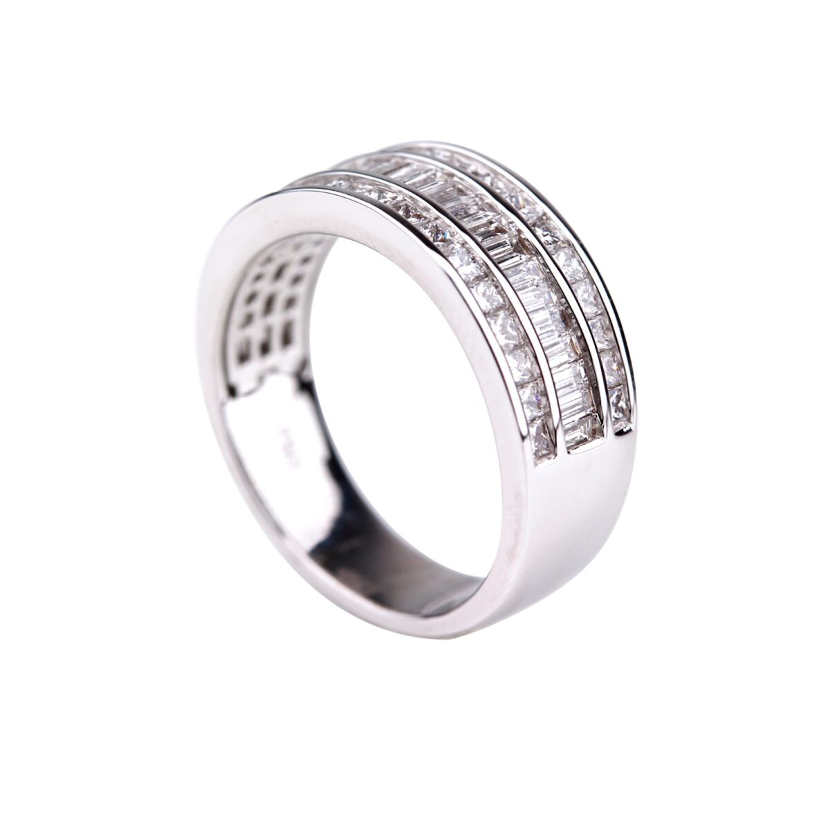 Bague diamants trois rangs