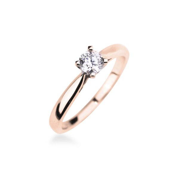 Solitaire diamant taille brillant or rose