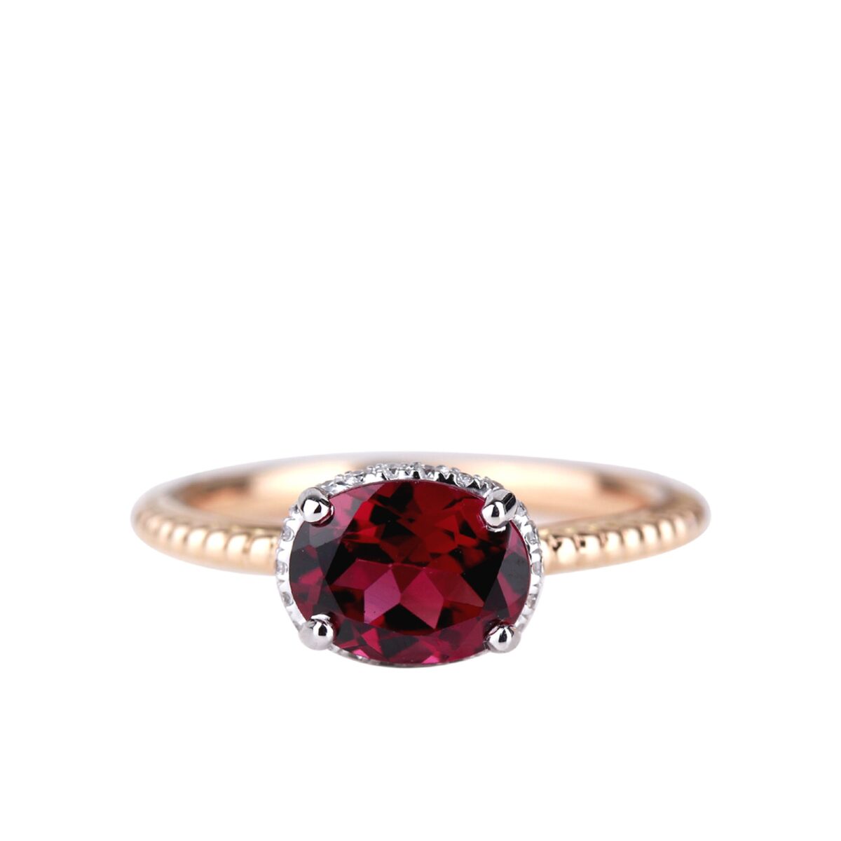 Bague grenat rhodolite et or rose