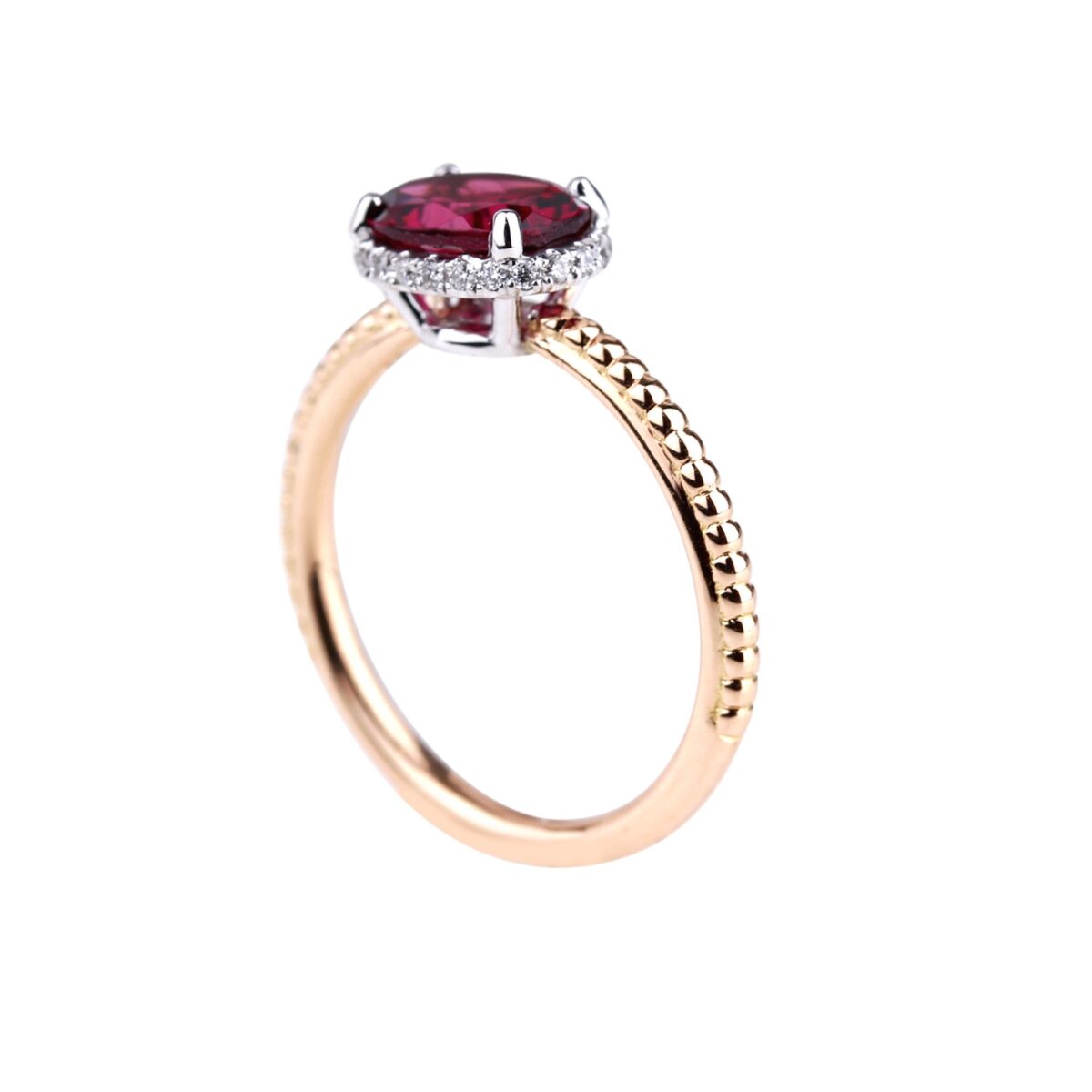 Bague grenat rhodolite et or rose