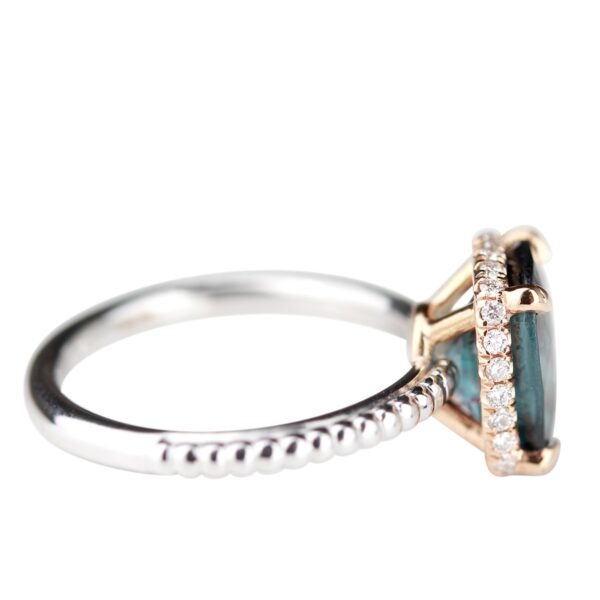Bague Cocktail En Or Blanc 18k Avec Spinelle Bleu Synthétique - Taille 51, Pierre D'environ 4,00 Carats, Occasion