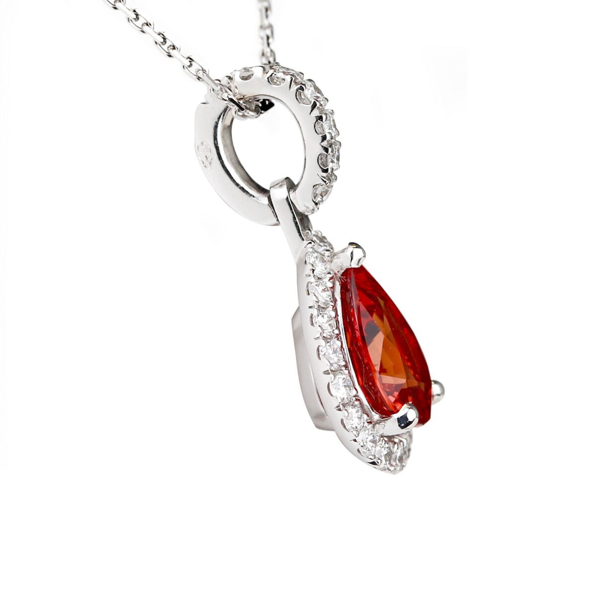 Pendentif taille poire saphir et diamants et diamants