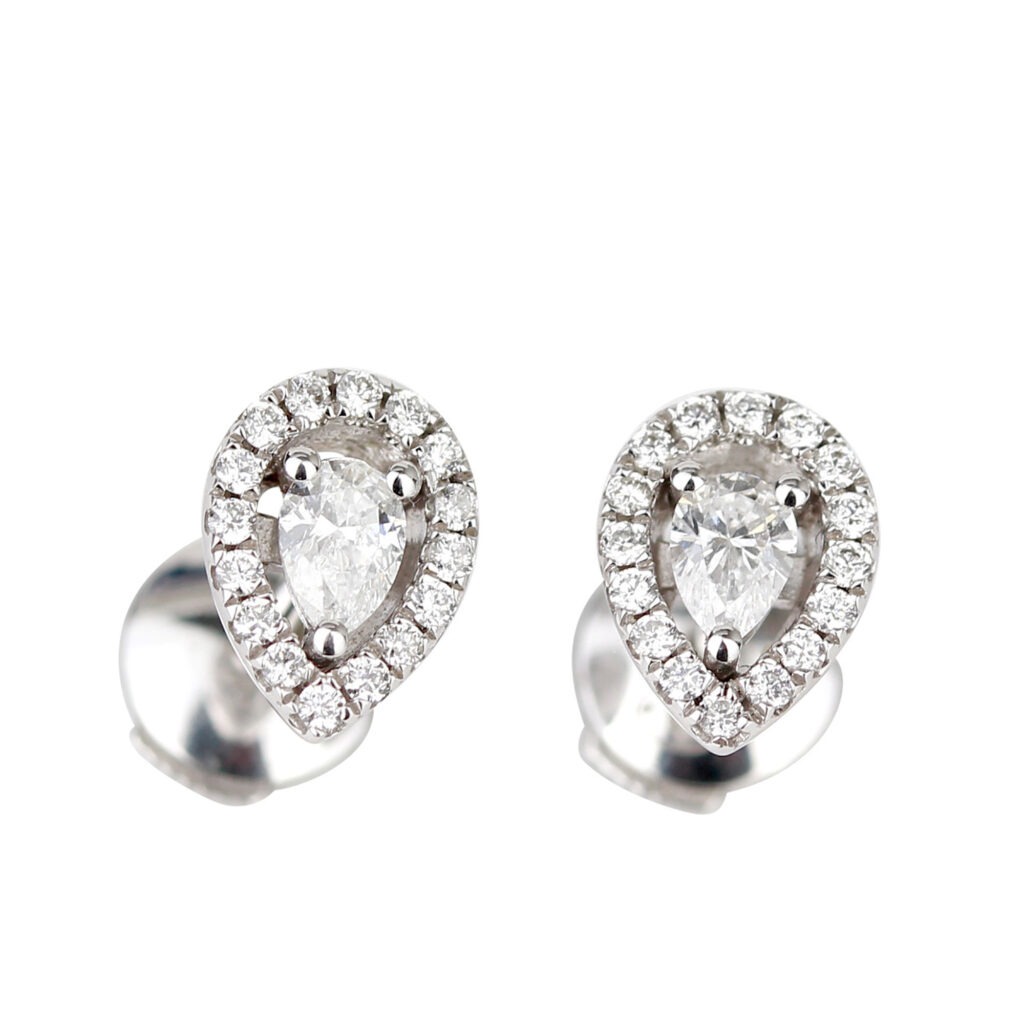 Boucles d'oreilles poire diamants