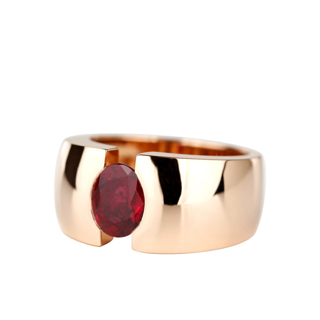 Bague rubis en or rose