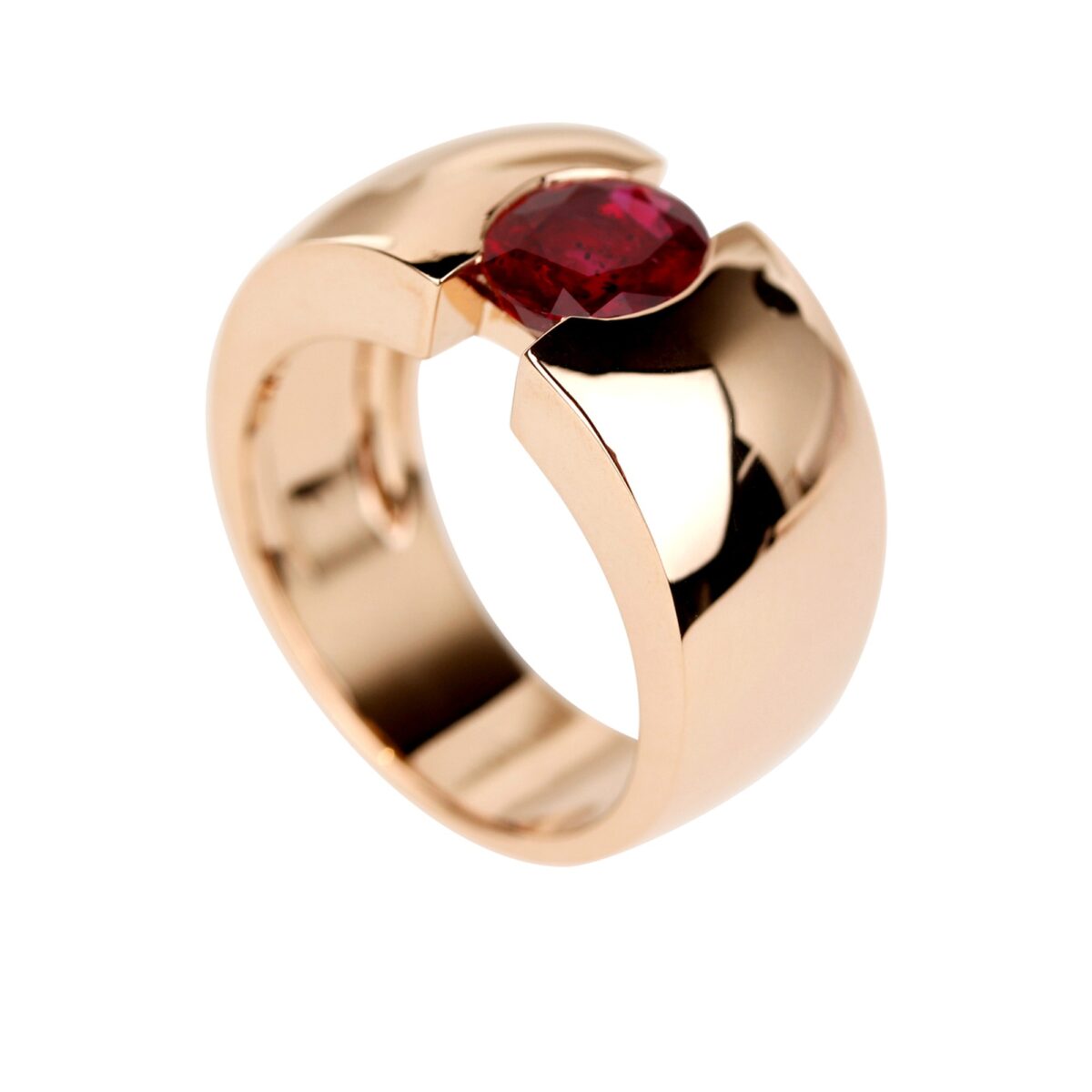 Bague rubis en or rose