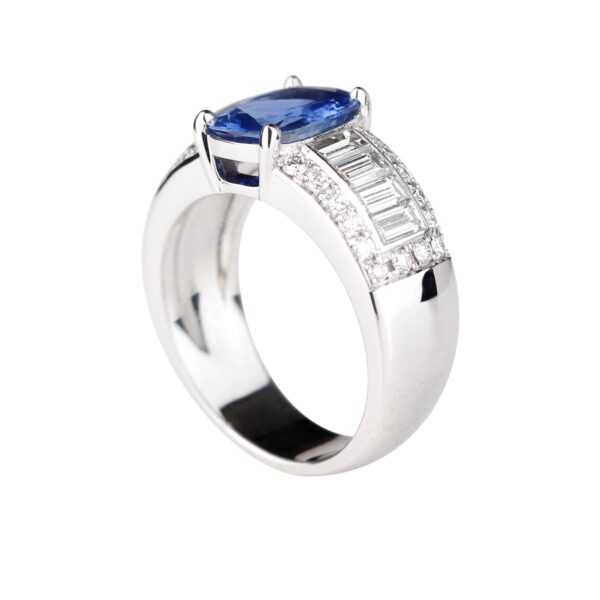 Bague diamant baguette saphir de Ceylan