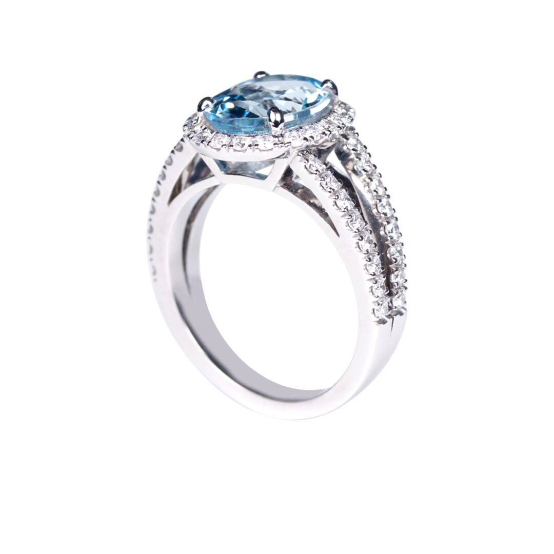 Bague aigue-marine et diamants