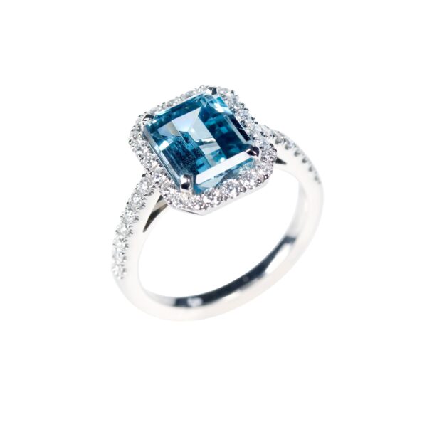 Bague aigue-marine et diamants