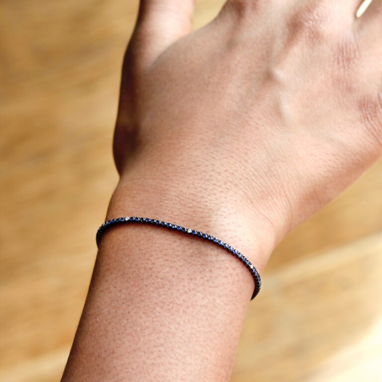 Bracelet saphirs, diamants et or noir