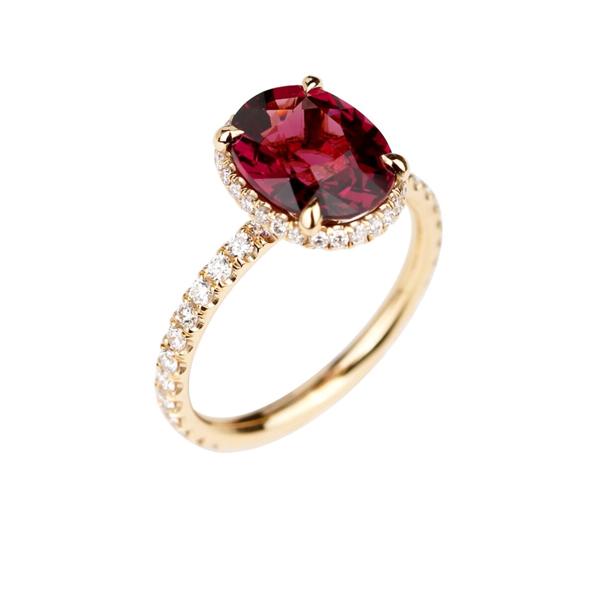 Bague grenat & or jaune