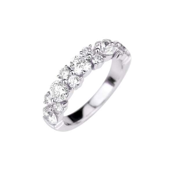 Alliance bague diamants or blanc 18K Ondine Compagnie des Gemmes Paris