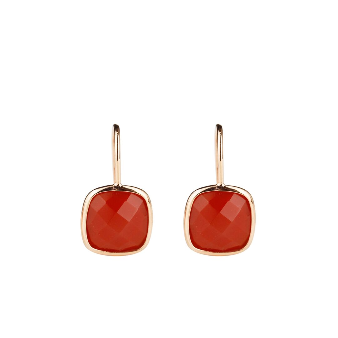 Boucles d'oreilles cornaline et or rose