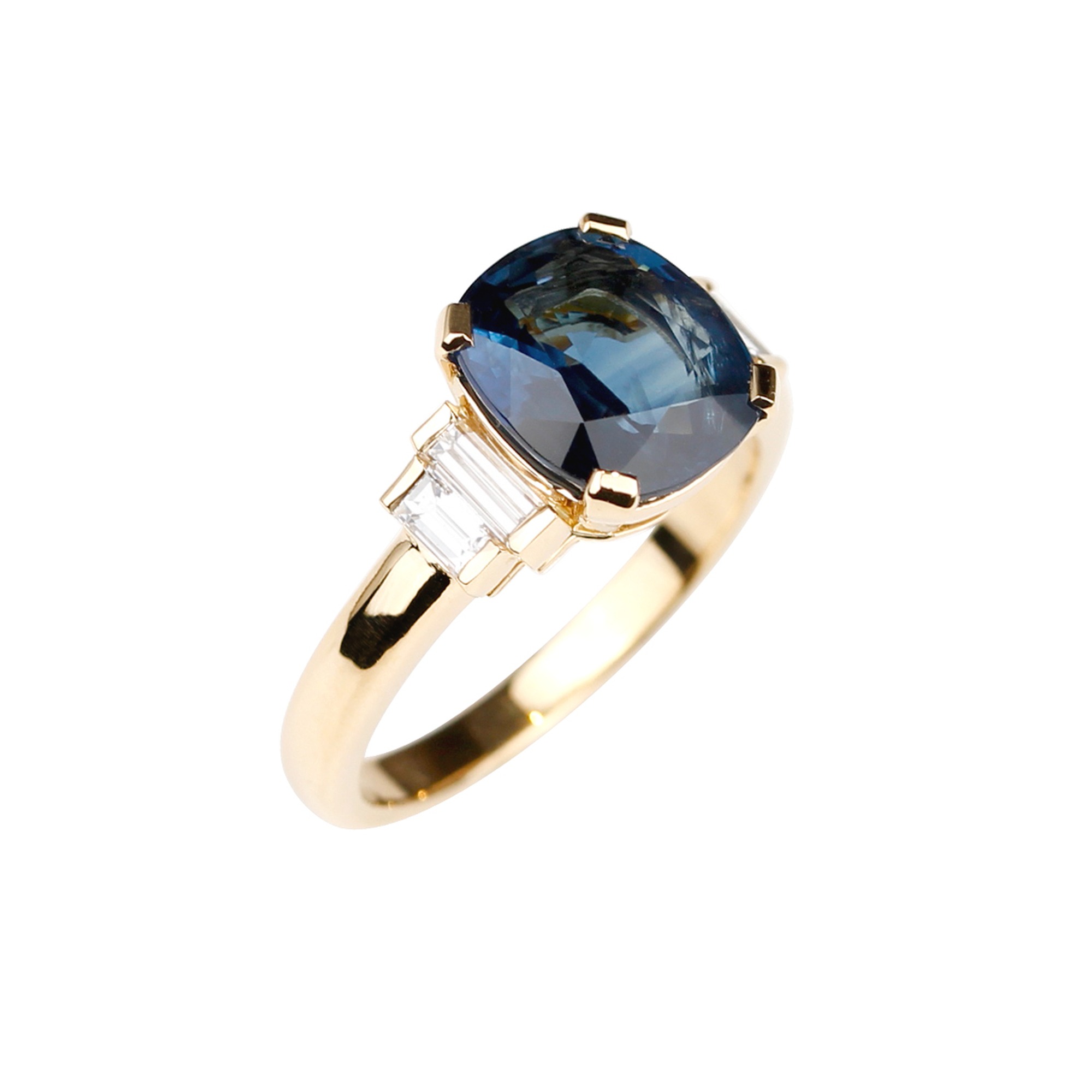 Bague or online jaune saphir diamant