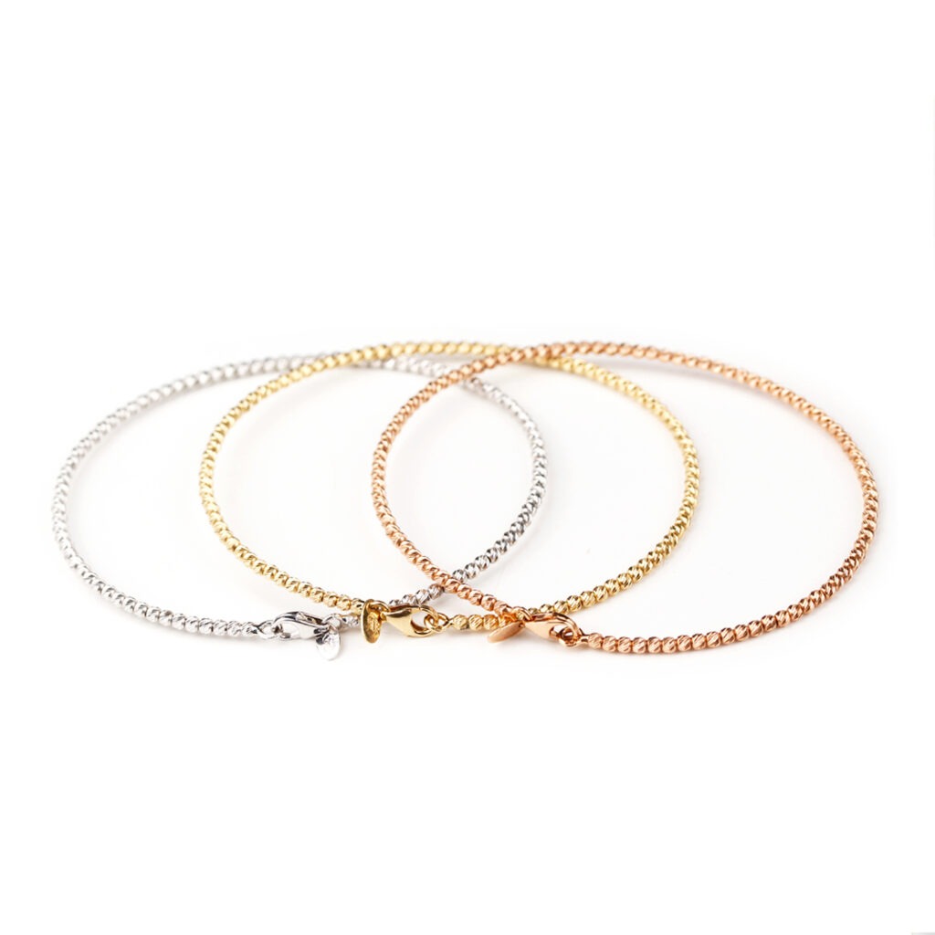 Bracelet jonc en or blanc multifacettes