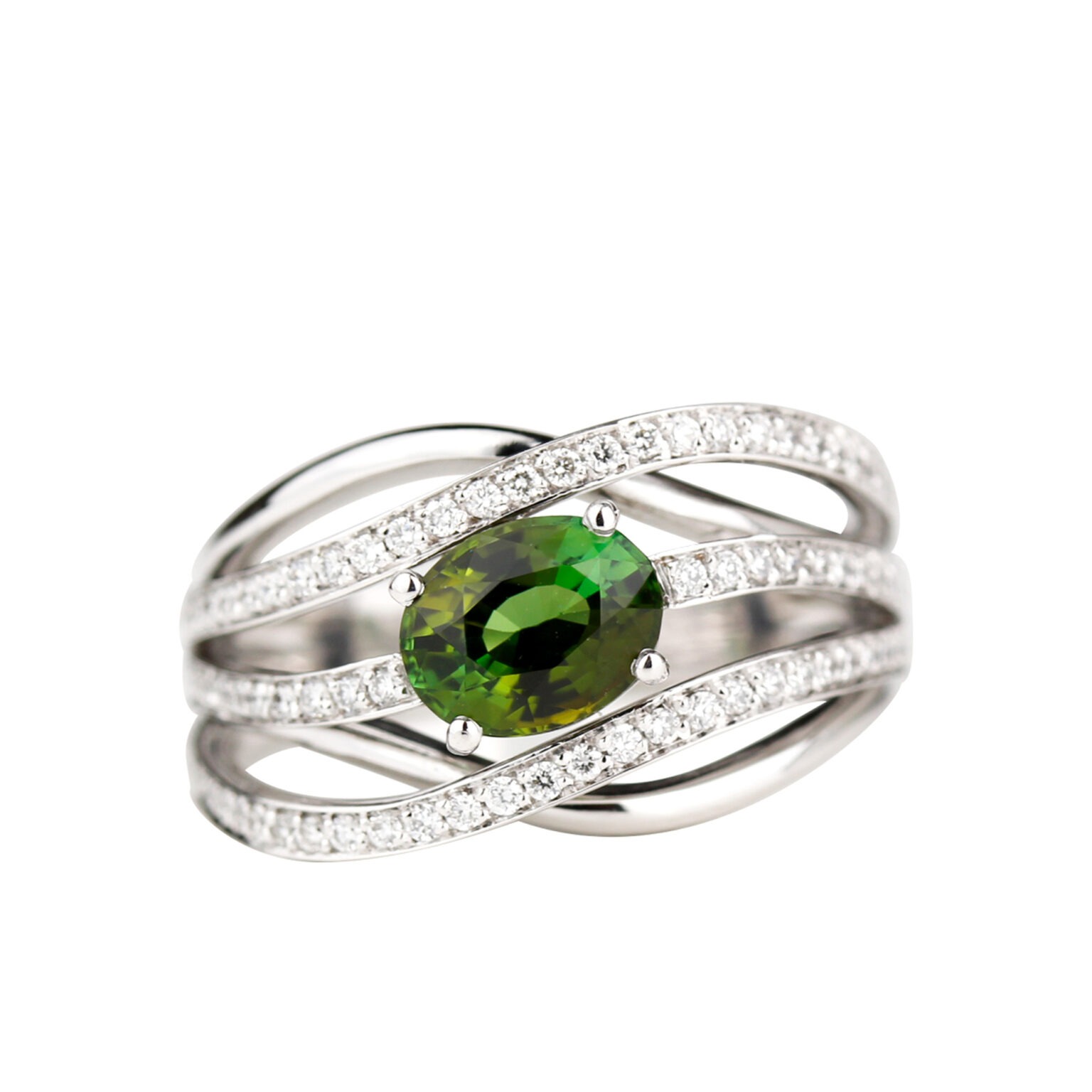 Bague tourmaline verte et diamants