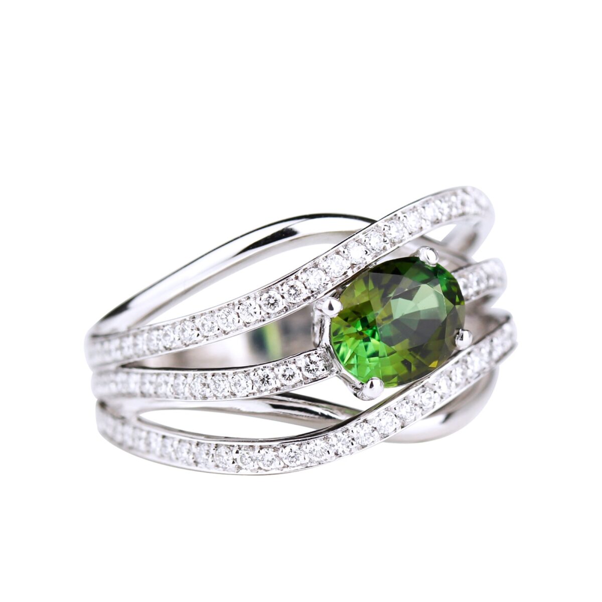 Bague tourmaline verte et diamants