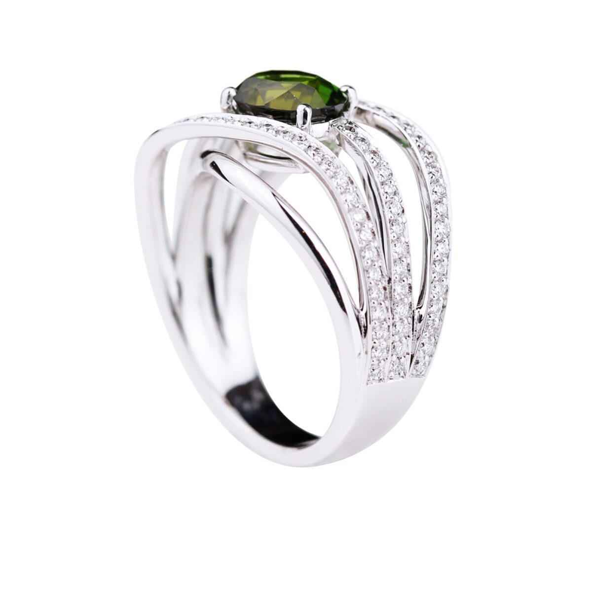 Bague tourmaline verte et diamants