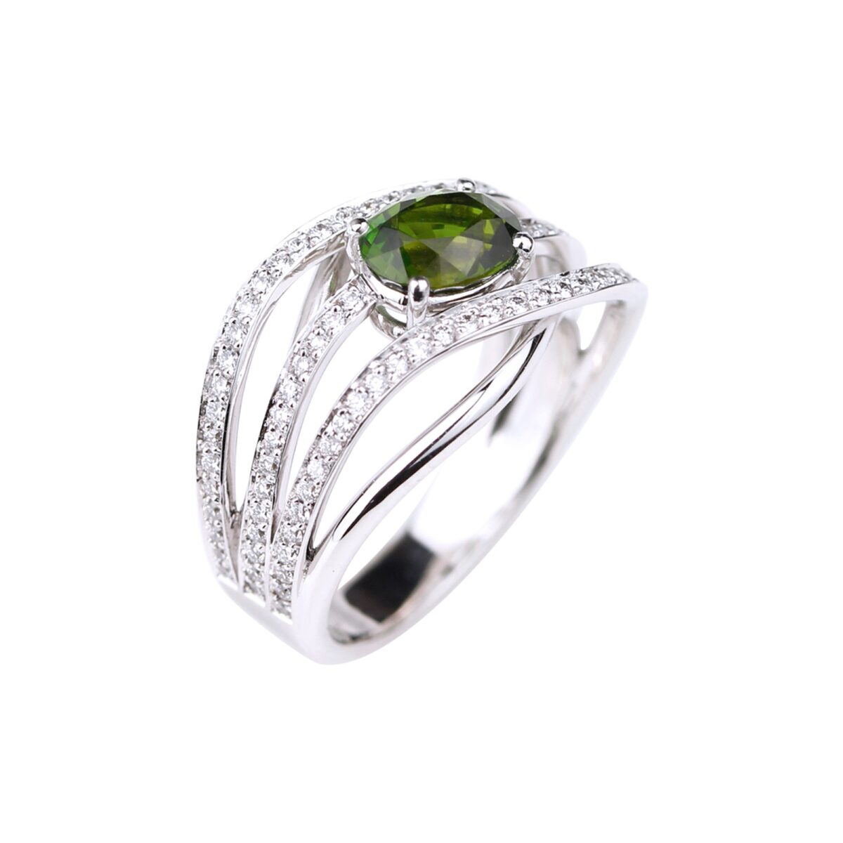 Bague tourmaline verte et diamants