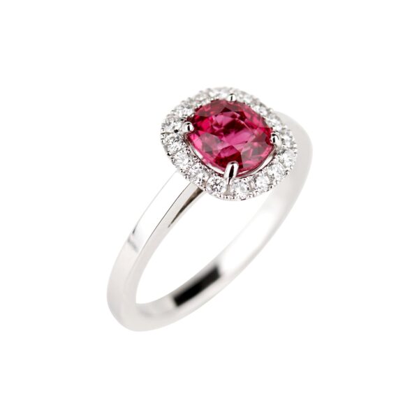 Bague spinelle rose indien ovale et diamants