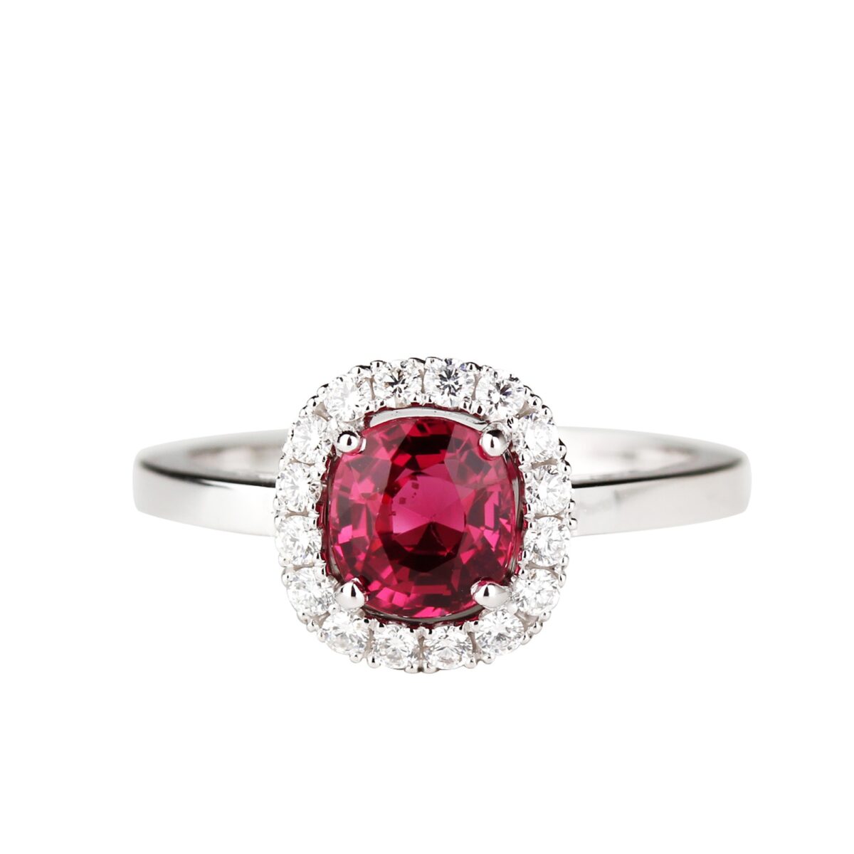 Bague spinelle rose indien ovale et diamants