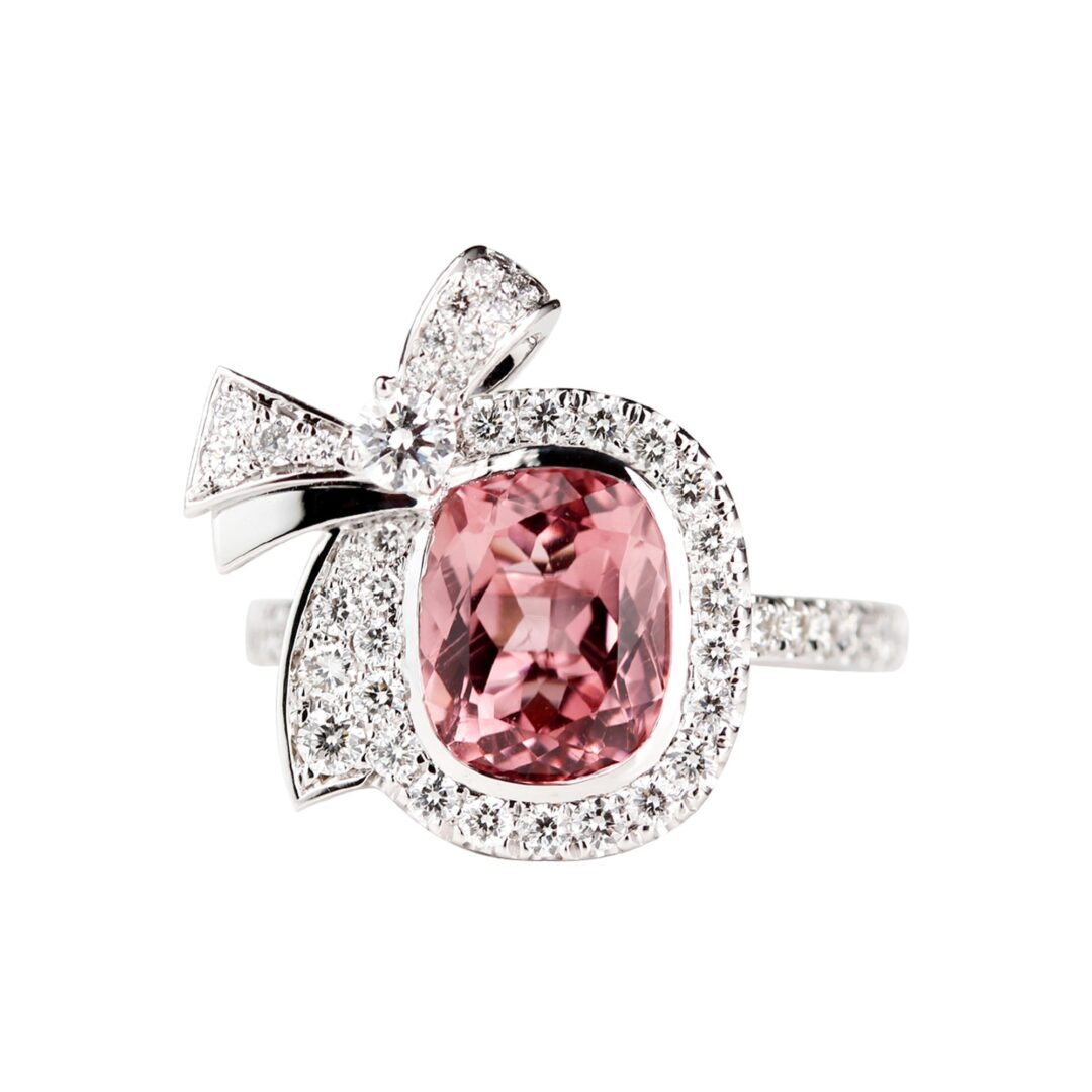 Bague tourmaline rose et diamants