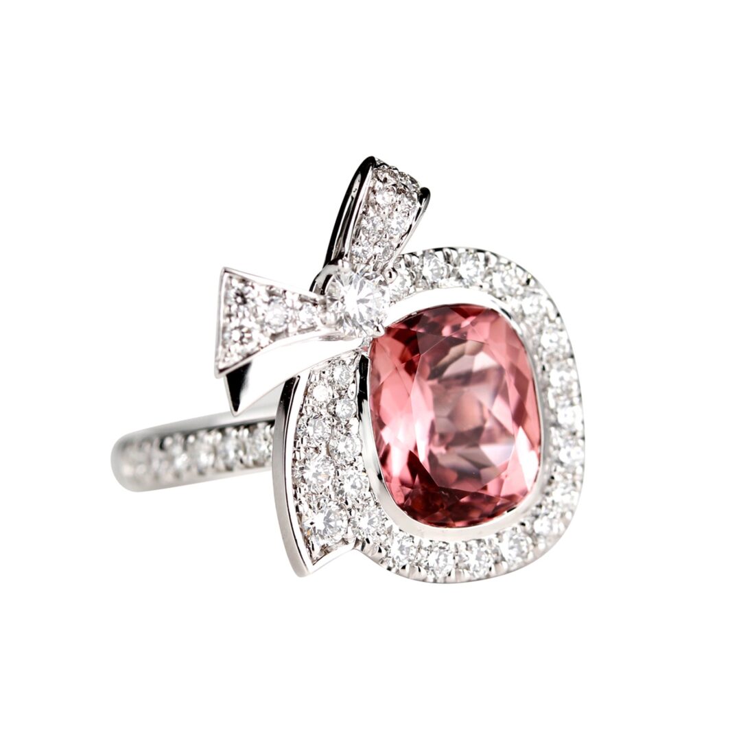 Bague tourmaline rose et diamants