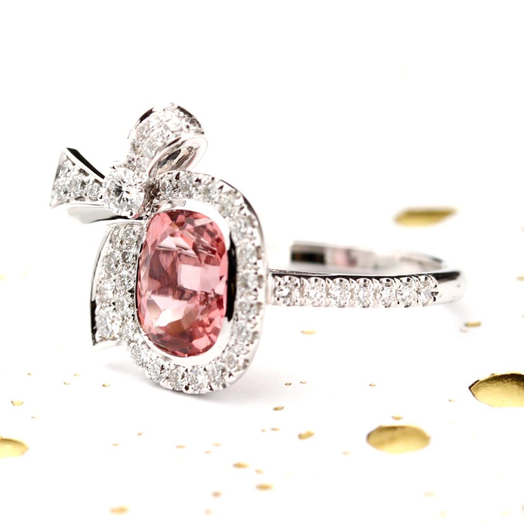 Bague tourmaline rose et diamants
