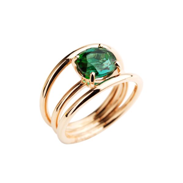 Bague tourmaline verte ovale