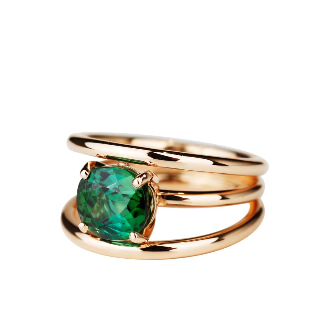 Bague tourmaline verte ovale