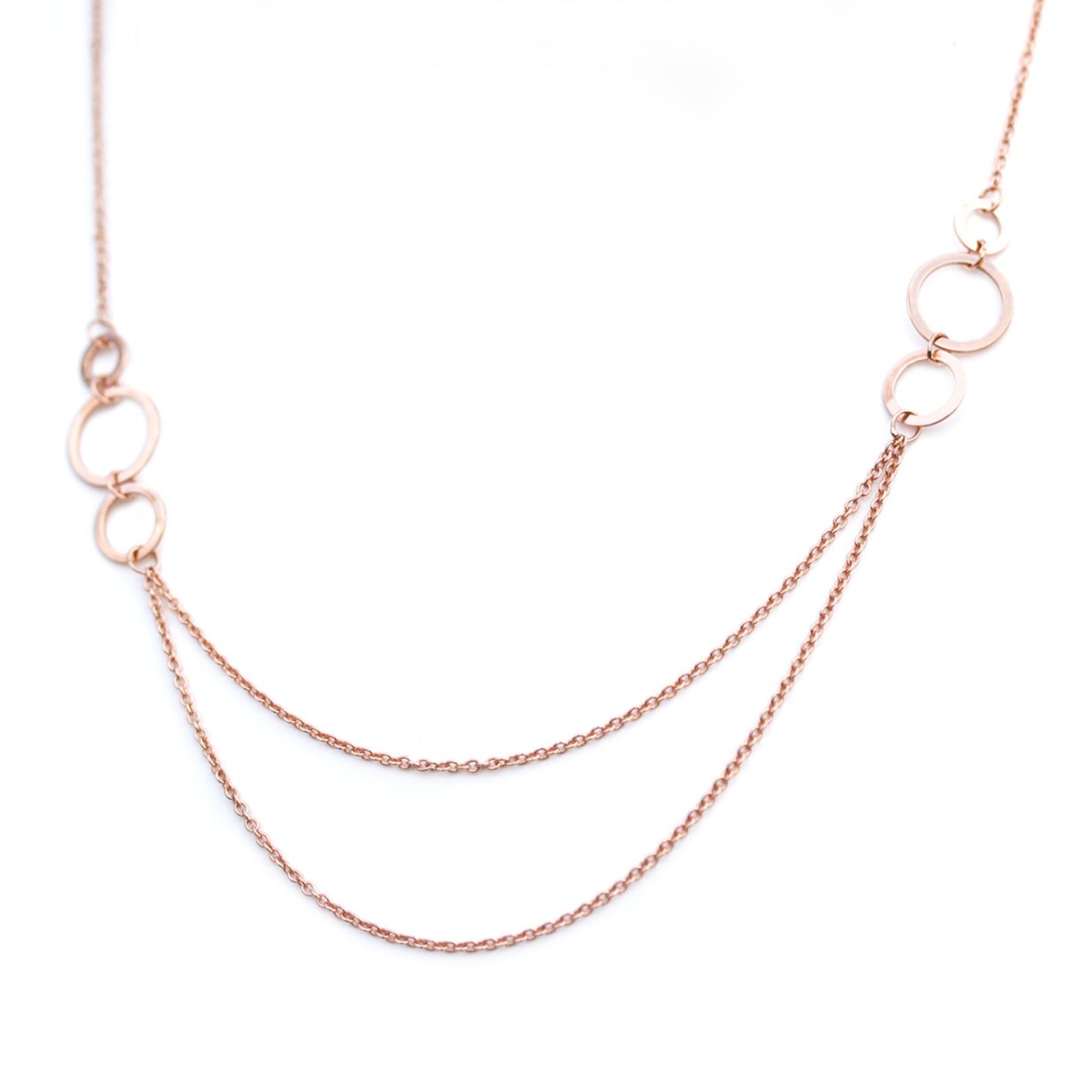 Collier double rang en or rose