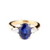 Bague saphir ovale & diamants poire