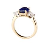 Bague saphir ovale & diamants poire