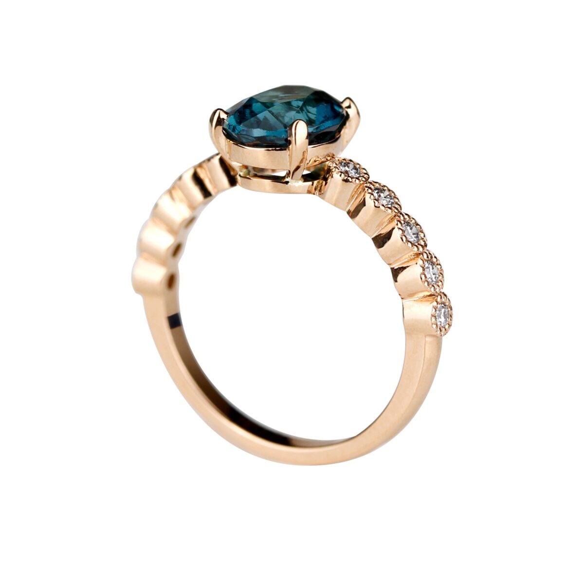 Bague tourmaline bleue