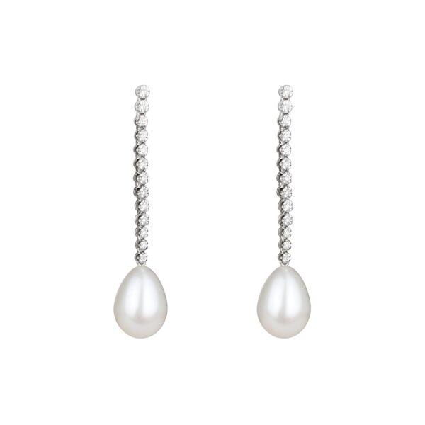 Boucles d'oreilles perles blanches et diamants