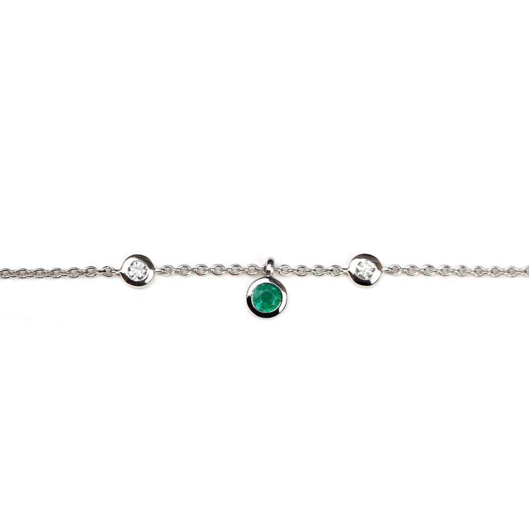 Bracelet souple diamants et émeraude