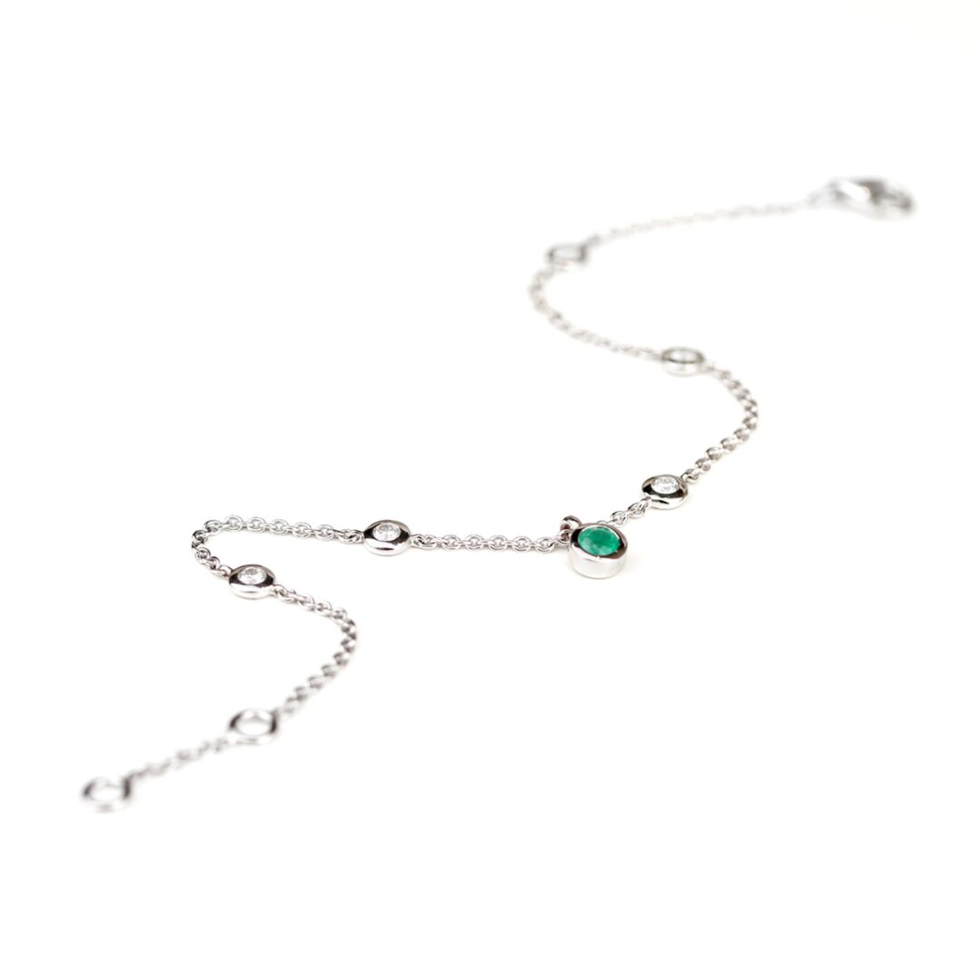 Bracelet souple diamants et émeraude