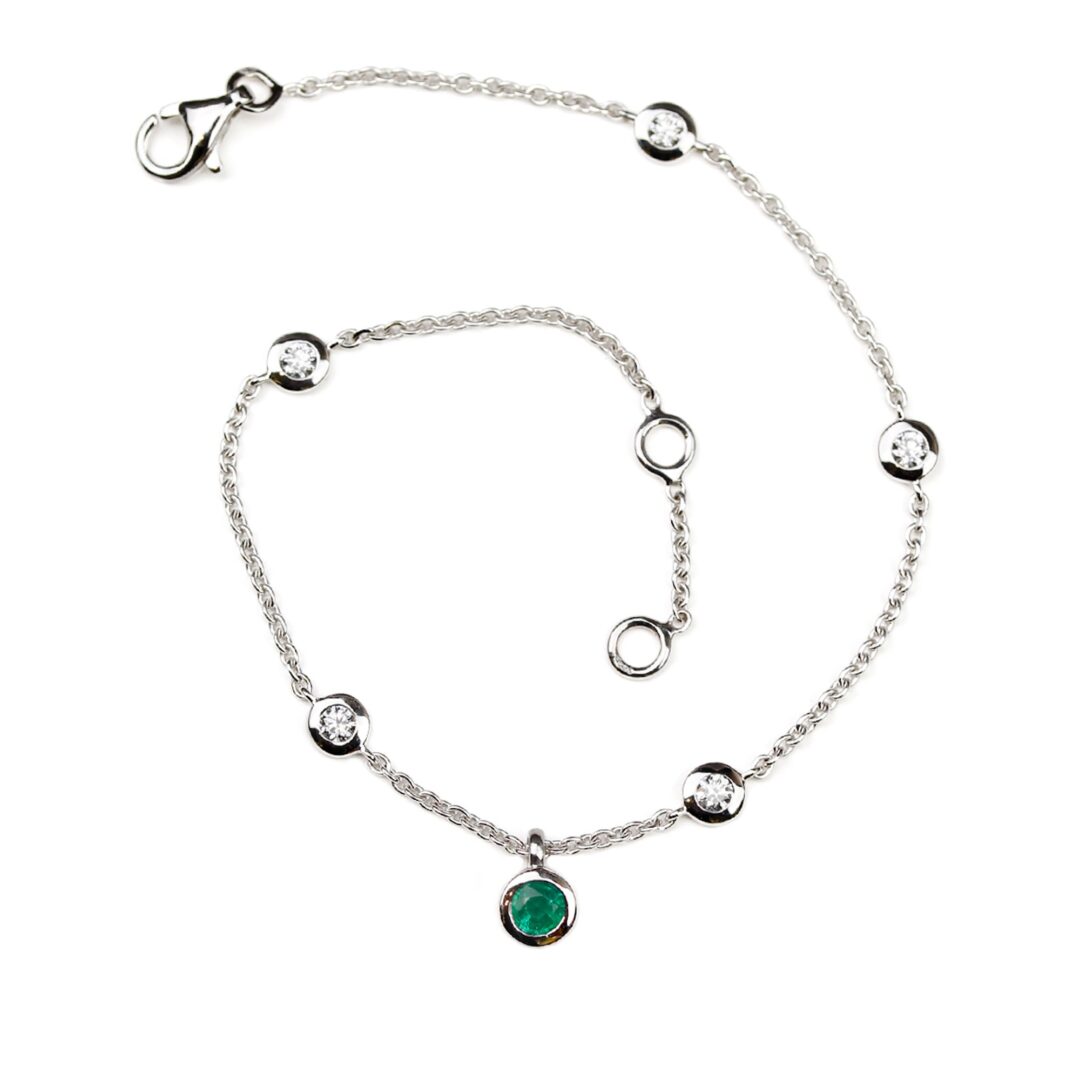 Bracelet souple diamants et émeraude