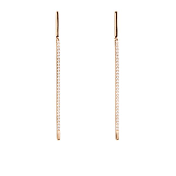Boucles d'oreilles pendantes diamants et or rose