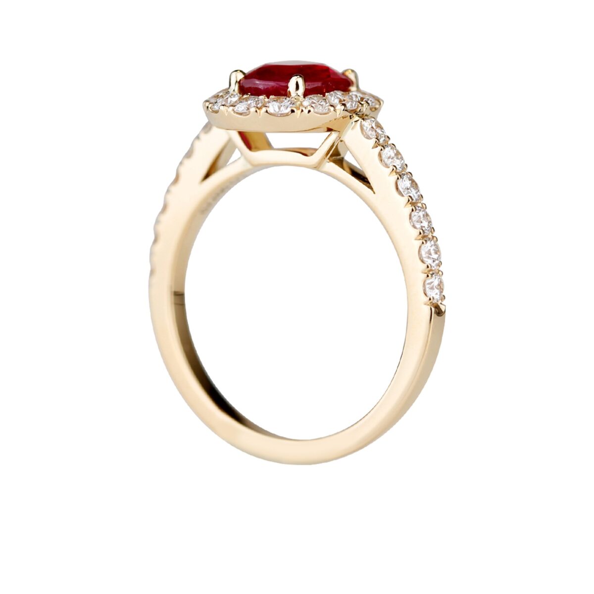 Solitaire rubis ovale & diamants