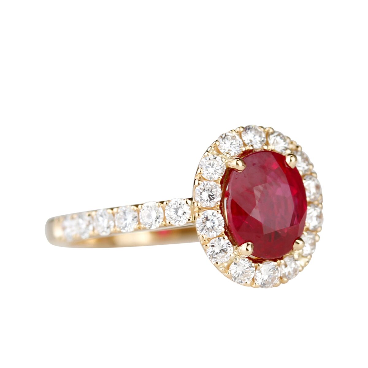 Solitaire rubis ovale & diamants