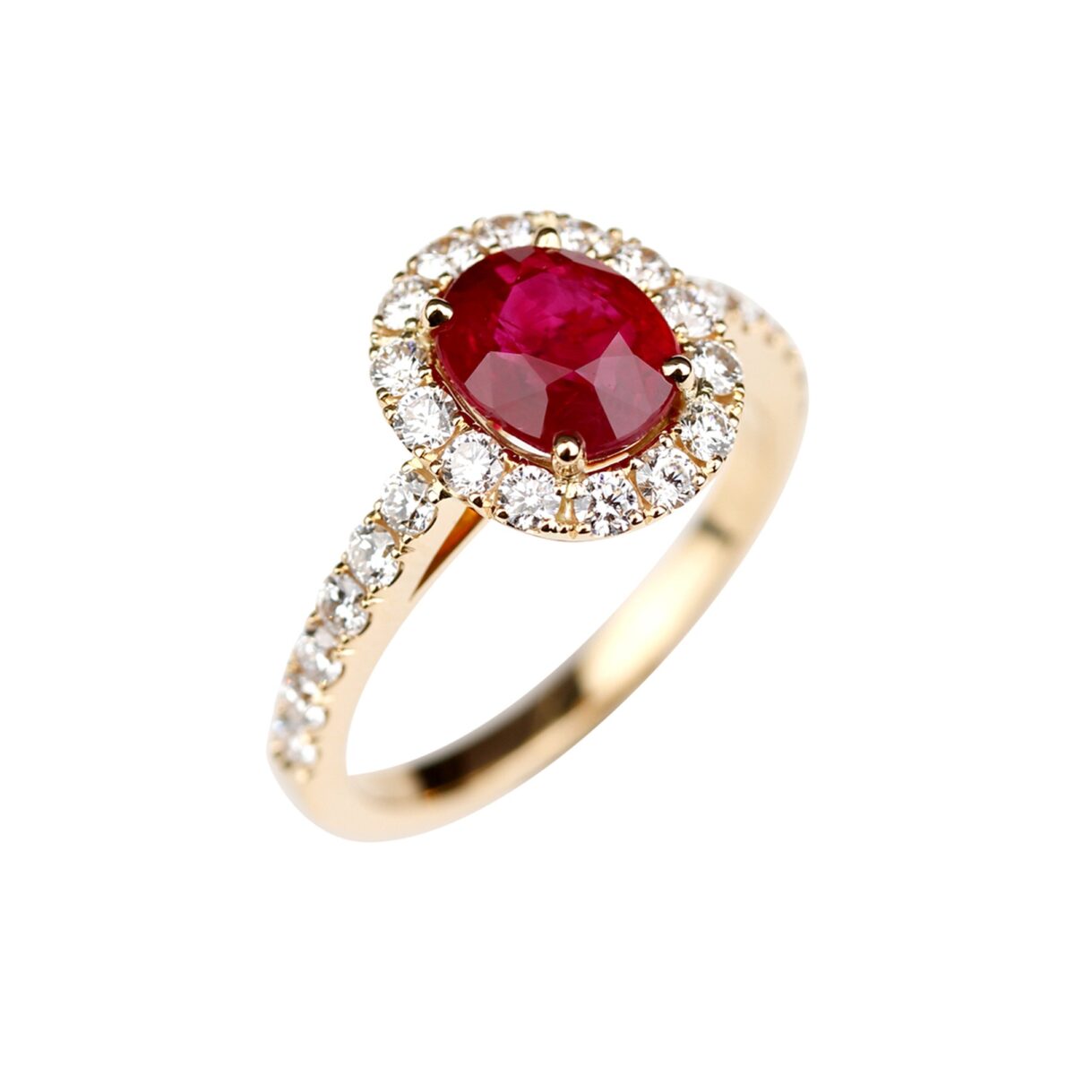 Solitaire rubis ovale & diamants