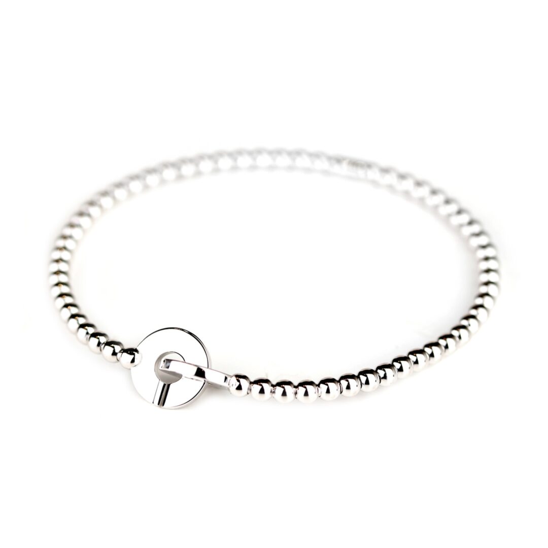 Bracelet perles d'or blanc 18K
