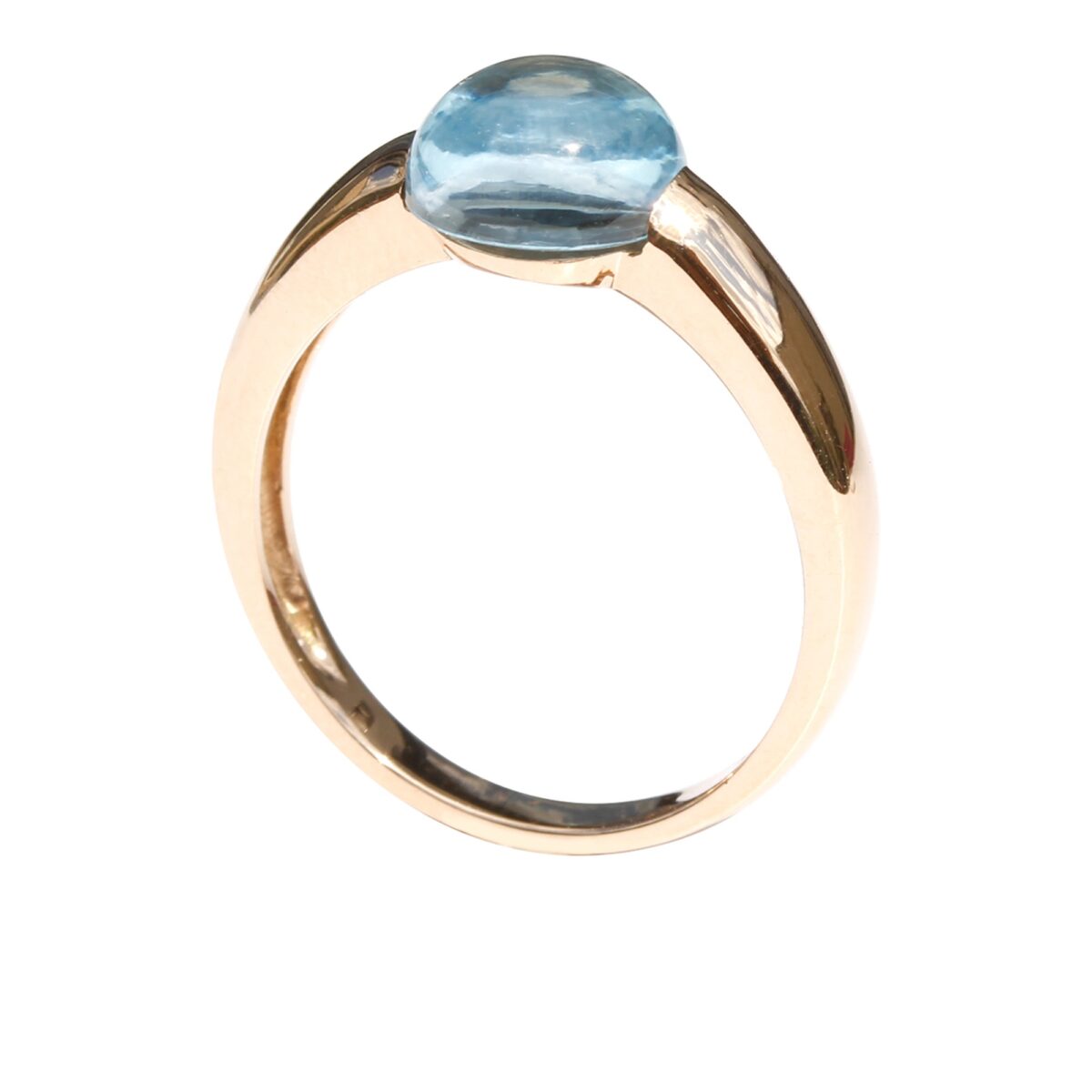 Bague topaze bleue et or rose