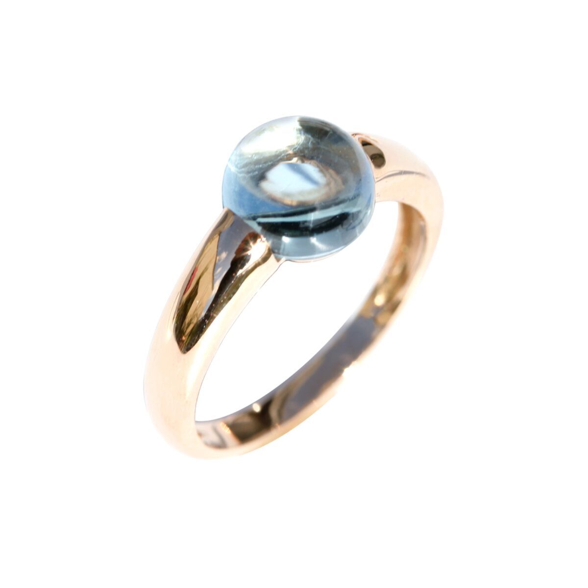Bague topaze bleue et or rose
