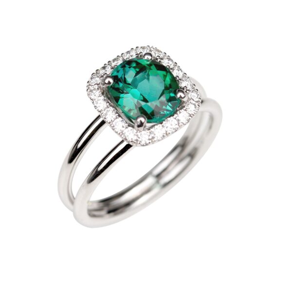 Bague tourmaline verte et diamants