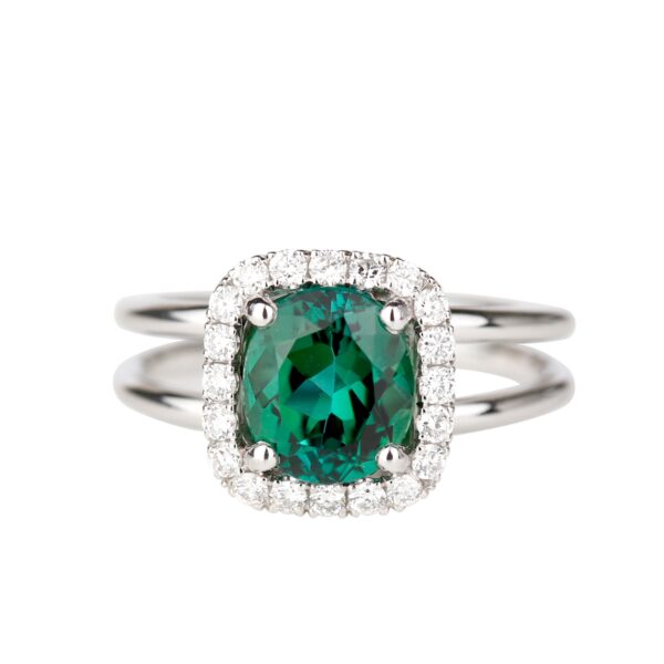 Bague tourmaline verte et diamants